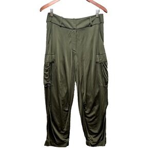 Alexander Vauthier Cargo Pants Womens 38 US 6 Green Satin Utility Streetwear